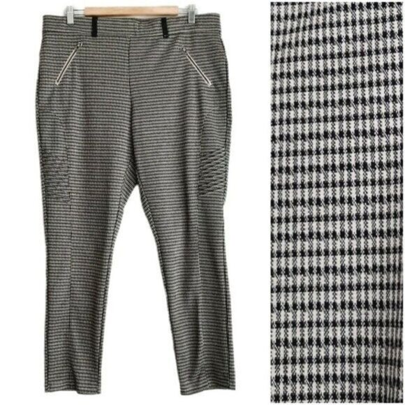 CLEO Skinny Pull-on Moto Style Checkered Dress Pants Sz XL P - Picture 1 of 11